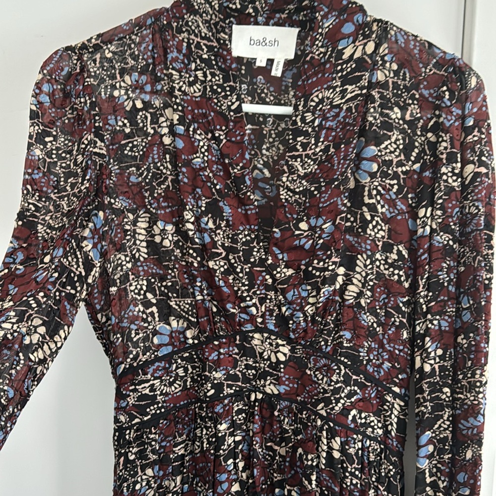 ba&sh Multicolor Wrap Sundress Puff Sleeves